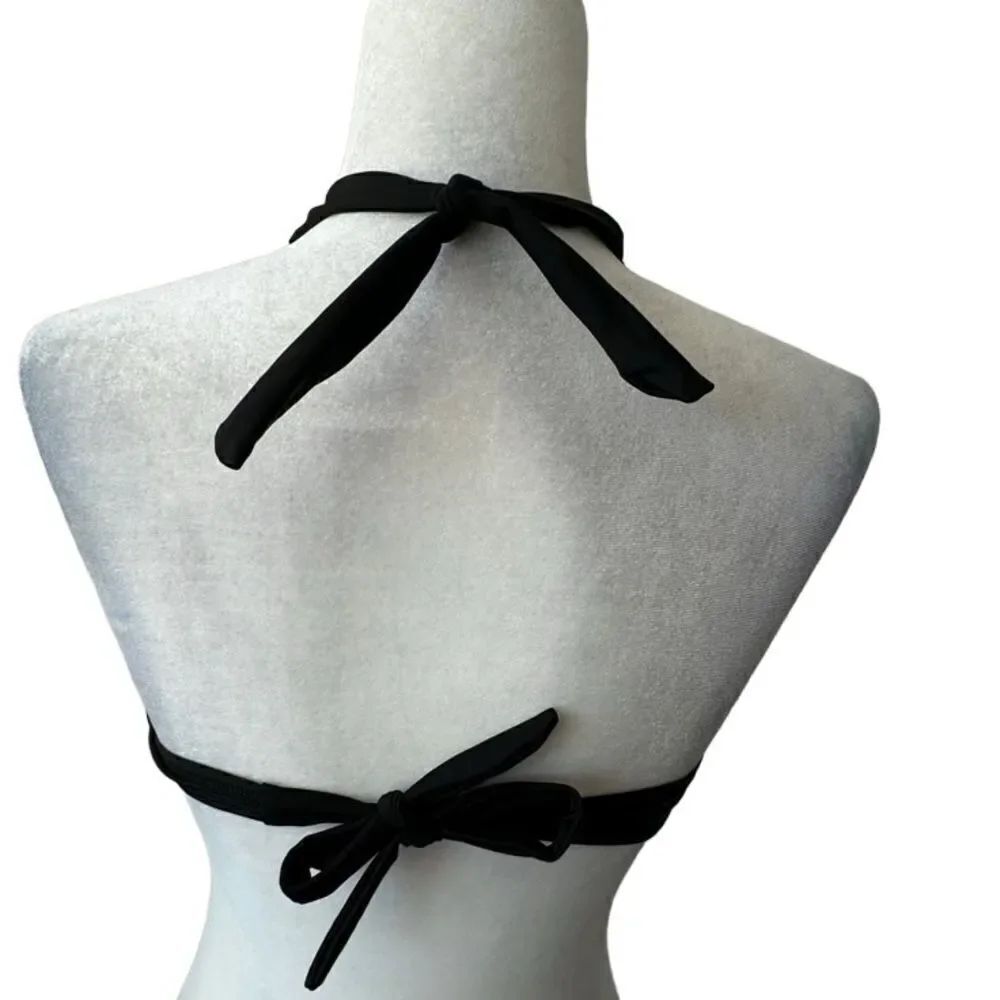 Black Bikini Top Strappy Halter Style SZ S - Picture 2 of 9